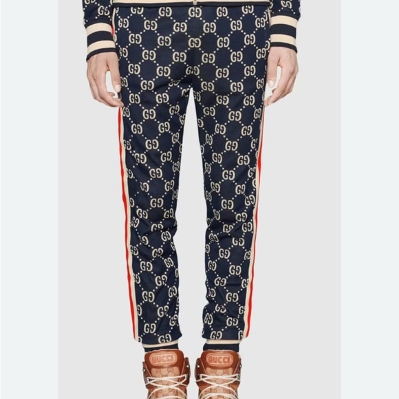 Gucci Blue Monogram Track Pants - Picture 1 of 3